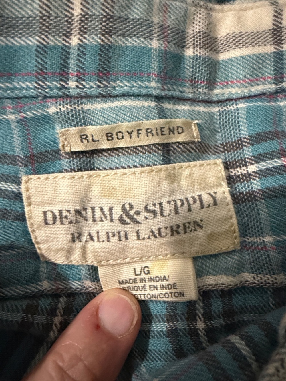 Denim & Supply by Ralph Lauren Women’s Blue Plaid Flannel Button-Up Shirt SZ: XL - Picture 2 of 5